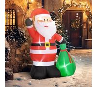 Outsunny Père de Noël Gonflable de 180 cm avec lumières LED, matériel Fixation et souffleur, décoration de Noël pour l'intérieur et l'extérieur, résistant aux intempéries IP44