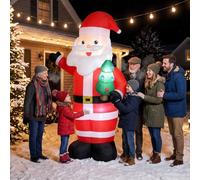 Outsunny Père de Noël Gonflable de 243 cm avec Lumières LED | Matériel Fixation et Souffleur, Décoration de Noël pour l'Intérieur et l'Extérieur, Résistant aux Intempéries IP44
