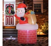 Outsunny Père Noël Gonflable 195 cm Décoration de Noël Extérieur Rouge