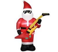 Outsunny Père Noël gonflable 215 cm avec guitare électrique Lumières de Noël gonflables LED Décorations de Noël autogonflantes Étanches pour l'intérieur et l'extérieur