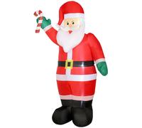 Outsunny Père Noël Gonflable 240 cm avec Canne LED et Ventilateur Décoration de Noël pour Extérieur Intérieur Multicolore