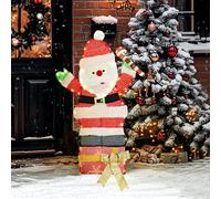 Outsunny Père Noël Lumineux de 90 cm avec 97 LED Blanc Chaud, décoration de Noël avec piquets et Attaches zippées, étanchéité IP44, pour intérieur et extérieur