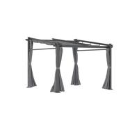 Outsunny Pergola 2,97 X 2,95 M, Pavillon Hydrofuge Avec Toit Solaire, Parties Latérales, Abri De Terrasse, Polyester, Gris Foncé Multicolore
