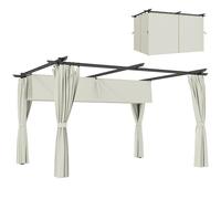Outsunny Pergola 3 x 3 m avec Auvent Rétractable et Rideaux, Tonnelle Extérieure UPF30+ pour Jardin, Patio, Terrasse, Crème