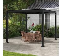 Outsunny Pergola 3 x 3 m bioclimatique tonnelle avec lames orientables manivelle, style contemporain UV, aluminium - noir