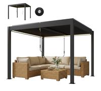 Outsunny Pergola 3x3 m toit de terrasse en aluminium avec éclairage LED, télécommande, lames réglables