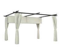 Outsunny Pergola 4 x 3 m avec Auvent Rétractable et Rideaux, Tonnelle Extérieure UPF30+ pour Jardin, Patio, Terrasse, Crème