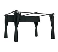Pergola rétractable - Outsunny - 4 x 3 m - avec Rideau et Toit Coulissante - Aluminium, métal polyester 180g/m² - gris foncé