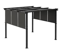 Outsunny Pergola 3 x 3 m – 3 toiles coulissantes, structure acier, toile polyester gris foncé