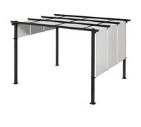 Pergola 3 Toiles Coulissantes - Dim. 3,57l X 2,96l X 2,35h M - Acier Époxy Noir Polyester Haute Densité Gris