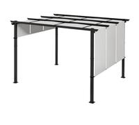 Outsunny Pergola avec 3 Toiles Coulissantes 3,5 x 3 x 2,35 m Gris Clair | Structure Acier, Toile Polyester Haute Densité