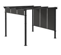 Outsunny Pergola avec 3 toiles coulissantes 3L x 3l m structure métal époxy anticorrosion toile polyester gris