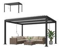 Outsunny Pergola Bioclimatique 4x3m en Aluminium à Toit Louvred Ajustable, Protection Soleil, pour Jardin Extérieur, Blanc