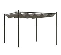 Outsunny Pergola coulissante rétractable 3 x 3 m pergola Jardin Exterieur à Fixation magnétique, tonnelle de Jardin, Polyester Haute densité 180g/m², abri Soleil UPF30+, pour terrasse, Patio, Gris