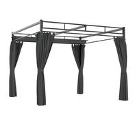 Outsunny Pergola de jardin 3 x 3 m avec toit rétractable et 4 rideaux, tonnelle de jardin avec protection UV30+, imperméable, structure métallique, pavillon pour patio, terrasse, extérieur, gris foncé