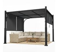 Outsunny Pergola de jardin 3 x 3 m tonnelle de jardin avec Auvent coulissant, structure métallique, pour extérieur, Gris Foncé