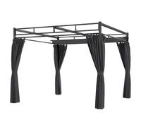 Outsunny Pergola de jardin 3x3 m avec toit rétractable et rideaux Protection UV30+ Structure métallique pour patio terrasse Gris