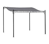 Outsunny Pergola de Jardin auvent 3 x 3 m adossable, Polyester imperméabilisé Anti-UV, métal Gris
