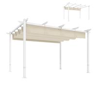 Outsunny Pergola de Jardin avec Toit Rétractable, Gazebo Autoportant, Beige