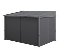 Outsunny Pergola de jardin, Pergola, avec toit rétractable, rideaux, cadre en aluminium, gris foncé, 3,65 x 2,55 x 2,05 m