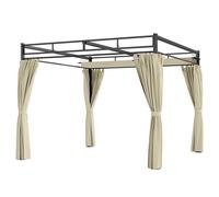 Outsunny Pergola de Jardin Tonnelle de Jardin Extérieur Toit Rétractable 4 Rideaux Protection UV30+3x3m Beige