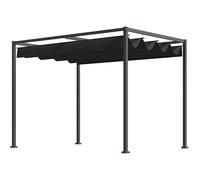 Outsunny Pergola env. 3x2m Pavillon de Jardin au Toit Coulissant en Métal Pergola de Jardin Autoportante avec Toit Réglable, Protection UV, Pare-Soleil pour Terrasse et Jardin, Noir+Gris