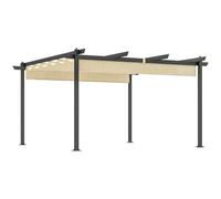 Outsunny Pergola env. 4x4m Pavillon de Jardin, Toit de terrasse en Aluminium, Pavillon de Jardin avec Toit réglable, autoportant, Protection Solaire pour terrasse et Jardin, Beige