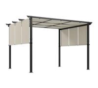 Outsunny Pergola - Environ 3,5 x 3 m - Tonnelle de jardin avec toit réglable - En métal - Autonome - Protection solaire pour terrasse et jardin - Beige