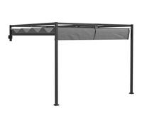 Outsunny Pergola Gazebo 3 x 4 m avec Toit rétractable et Trous de Drainage, pergola de Jardin en Acier et Polyester avec piquets et vis, Gris foncé