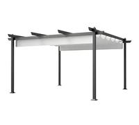 Outsunny Pergola Gazebo 4x4 m Pergola avec Toile résistante rétractable, Structure en Aluminium, Pergola pour Jardin, terrasse, Balcon, véranda, Patio, Piscine et extérieur, Blanc
