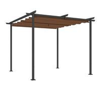 Outsunny Pergola Jardin extérieur 3 x 3 m pergola rétractable coulissante, tonnelle de Jardin en Toile Polyester 180g/m² Haute densité, abri Soleil UPF30+ pour terrasse, Patio, arrière-Cour, Marron