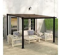 Outsunny Pergola Jardin extérieur en Aluminium 3 x 3 m Adossée Toit Gris | Toit en Polycarbonate Imperméable, Système De Drainage, Abri Soleil, Tonnelle De Jardin, UPF30+, Terrasse Patio Cour