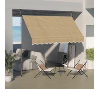 Outsunny Pergola Manuel Rétractable avec Manivelle 300x120x210-300 cm avec Hauteur Ajustable Imperméable et Anti-UV Beige