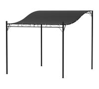 Outsunny Pergola murale de 2,5 x 3 m, pavillon de jardin monté sur mur, résistant à l'eau, cadre métallique, trous de drainage, auvent, Gris foncé