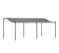 Outsunny Pergola murale de jardin 3 x 6 m, tonnelle de jardin avec toit incliné, trous de drainage et structure métallique, résistante aux intempéries, pour patio, terrasse, balcon, gris foncé