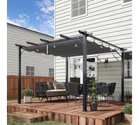 Outsunny Pergola Pavillon Terrassenüberdachung avec toit coulissant Jardin Alu Gris anthracite + Gris foncé 3x3x2,23 m
