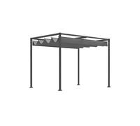Outsunny Pergola Pavillon Toit De Terrasse Avec Toit Coulissant 298 X 213 X 221 Cm, Gris Multicolore