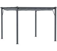 Outsunny Pergola Pavillon Toit de terrasse avec toit coulissant Jardin Alu gris charbon+gris foncé 3x3x2,23 m