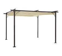 Outsunny Pergola rétractable 3.5 x 3.5 m Structure métal époxy anticorrosion Noire + Toile Polyester Haute densité 180 g/m² Incluse Beige