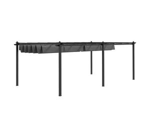 Outsunny Pergola rétractable 3,5 x 6 m pergola pour terrasse structure en aluminium + toile polyester - gris foncé