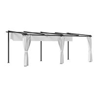 Pergola Coulissante Rétractable 3 X 6 M 4 Rideaux Latéraux Amovibles Alu Métal Toile Gris