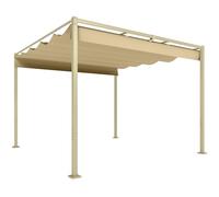 Outsunny Pergola Rétractable Coulissante 3 x 3 m, tonnelle de Jardin à Fixation magnétique Tissu Polyester Haute densité 180g/m² résistant aux UV, pour patios, Jardin, terrasse, arrière-Cours, Kaki