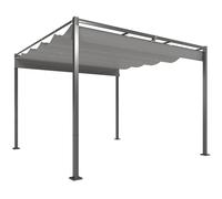 Outsunny Pergola Rétractable Coulissante 3 x 3 m, tonnelle de Jardin à Fixation magnétique Tissu Polyester Haute densité 180g/m² résistant aux UV, pour patios, Jardin, terrasse, arrière-Cours, Gris