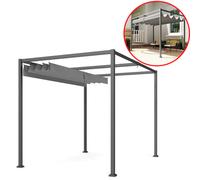 Outsunny Pergola Rétractable Coulissante 3x2m Gris Métal Époxy 180g/m² Anti-UV