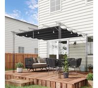 Outsunny Pergola toile de toit tonnelle rétractable de 3 x 3m gris | Aosom France