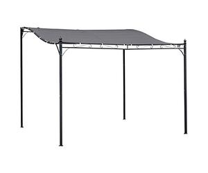 Outsunny Pergola tonnelle de Jardin auvent 3 x 3 m adossable métal Gris Polyester imperméabilisé Anti-UV Gris