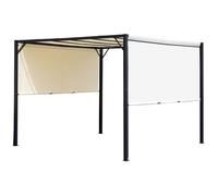 Outsunny Pergola tonnelle de jardin avec auvent coulissant 3 x 3 m - structure acier époxy et toile polyester - crème et noir