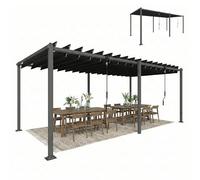 Outsunny Pergola XXL 5,7x3m avec Toit à Lames Orientables 0-90° - Tonnelle de Jardin en Aluminium et Acier - Abri Terrasse Grande Capacité 11 Personnes, UV50+, 12 Vis d'Expansion, Gris Anthracite