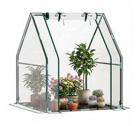 Outsunny Petite serre d'extérieur avec fermeture éclair, base en tissu PE imperméable et cadre en acier, 90 x 90 x 105 cm, transparente