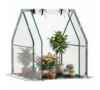 Outsunny Petite Serre extérieure avec Porte, 90x90x105 cm, Transparent | Avec fermeture éclair, base en tissu PE imperméable, cadre en acier, pour la culture de plantes et de fleurs.